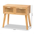 Baxton Studio Falan Oak Brown Finished Wood 2-Drawer Console Table with Rattan