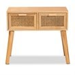 Baxton Studio Falan Oak Brown Finished Wood 2-Drawer Console Table with Rattan