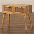 Baxton Studio Falan Oak Brown Finished Wood 2-Drawer Console Table with Rattan