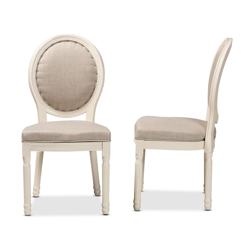 Baxton Studio Louis Grey and White Finished Wood 2-Piece Dining Chair Set