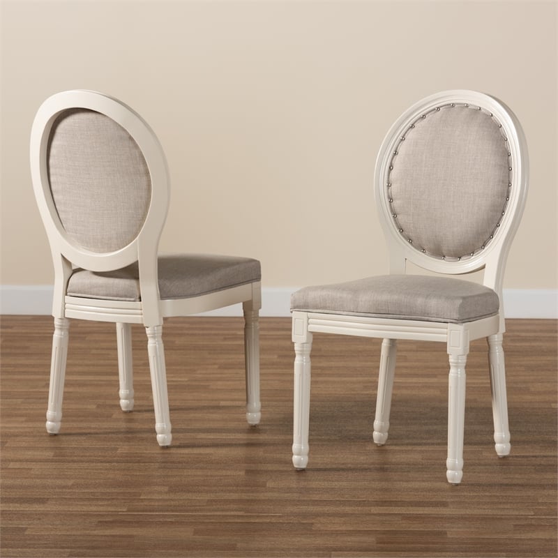 Baxton Studio Louis Grey and White Finished Wood 2-Piece Dining Chair Set