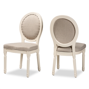 Baxton Studio Louis Grey and White Finished Wood 2-Piece Dining Chair Set
