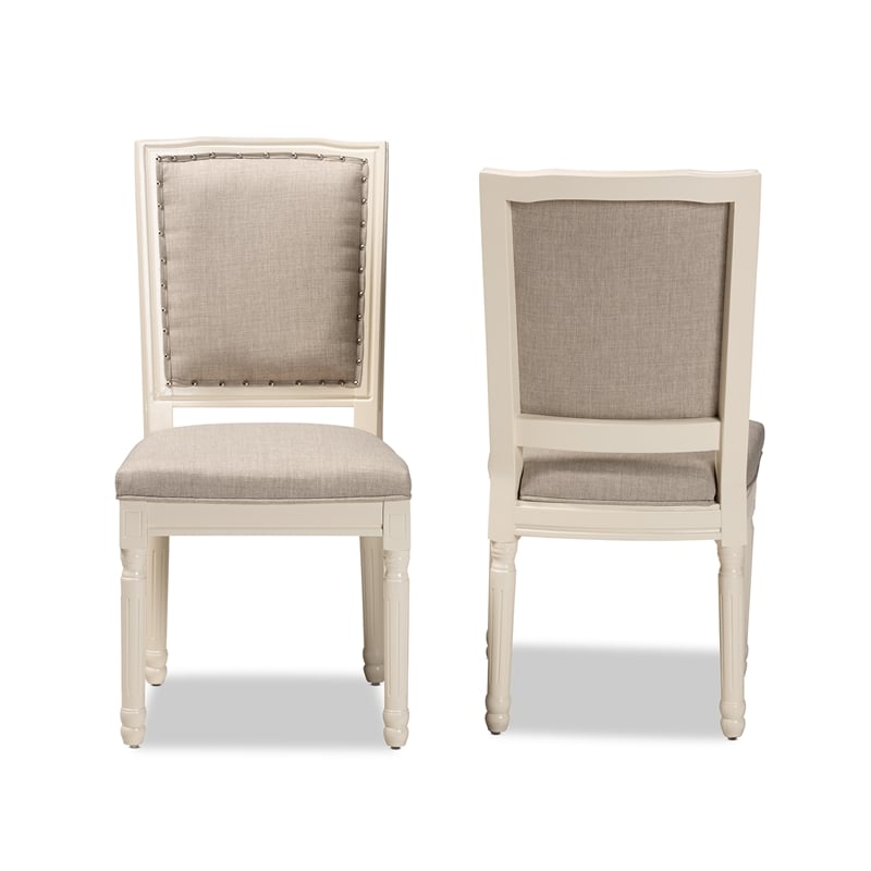 Baxton Studio Louane Grey and White Finished Wood 2-Piece Dining Chair Set