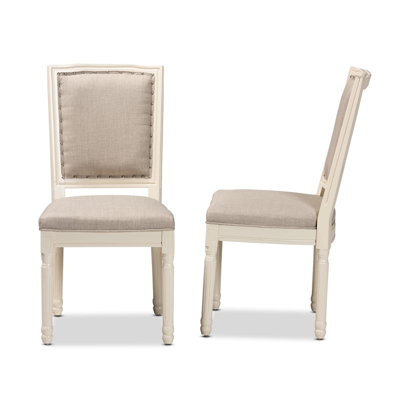 Baxton Studio Louane Grey and White Finished Wood 2-Piece Dining Chair Set