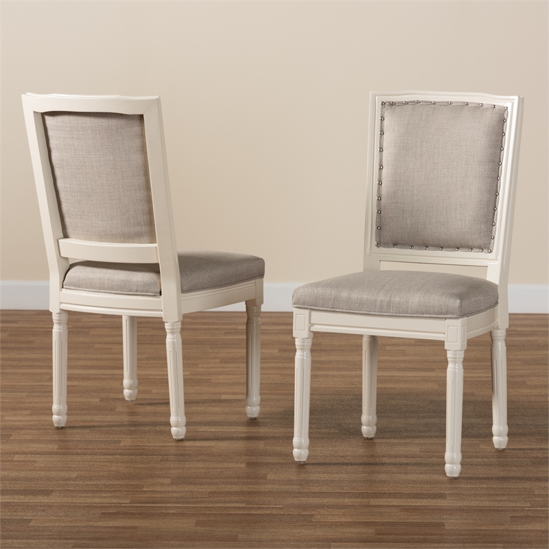 Baxton Studio Louane Grey and White Finished Wood 2-Piece Dining Chair Set