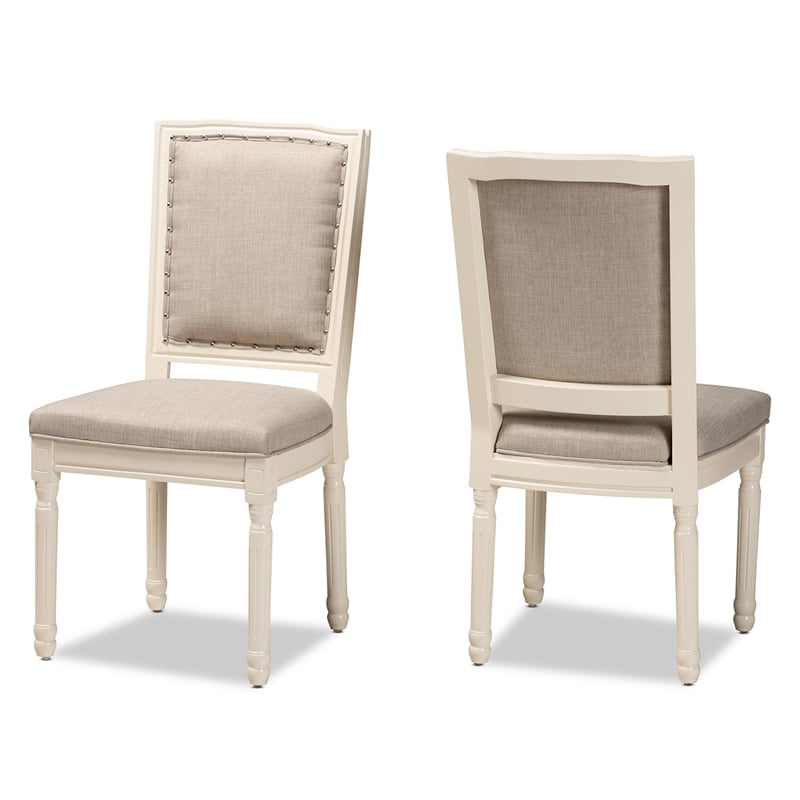 Baxton Studio Louane Grey and White Finished Wood 2-Piece Dining Chair Set