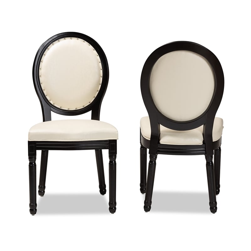 Baxton Studio Louis Beige and Black Finished Wood 2-Piece Dining Chair Set