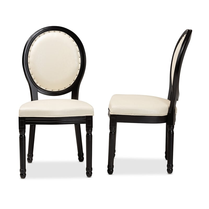 Baxton Studio Louis Beige and Black Finished Wood 2-Piece Dining Chair Set
