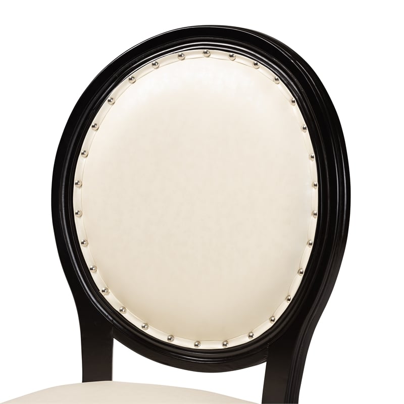 Baxton Studio Louis Beige and Black Finished Wood 2-Piece Dining Chair Set