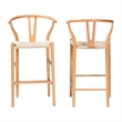 Baxton Studio Paxton Natural Brown Finished Wood 2-Piece Counter Stool Set