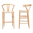 Baxton Studio Paxton Natural Brown Finished Wood 2-Piece Counter Stool Set