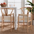 Baxton Studio Paxton Natural Brown Finished Wood 2-Piece Counter Stool Set