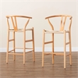 Baxton Studio Paxton Natural Brown Finished Wood 2-Piece Counter Stool Set