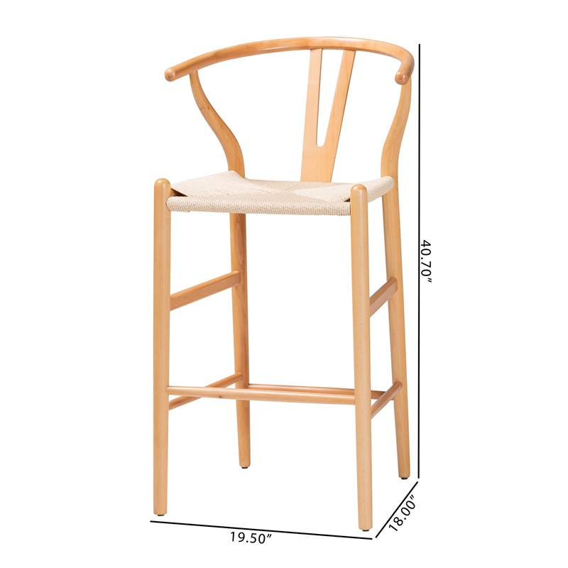 Baxton Studio Paxton Natural Brown Finished Wood 2-Piece Counter Stool Set