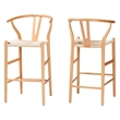 Baxton Studio Paxton Natural Brown Finished Wood 2-Piece Counter Stool Set