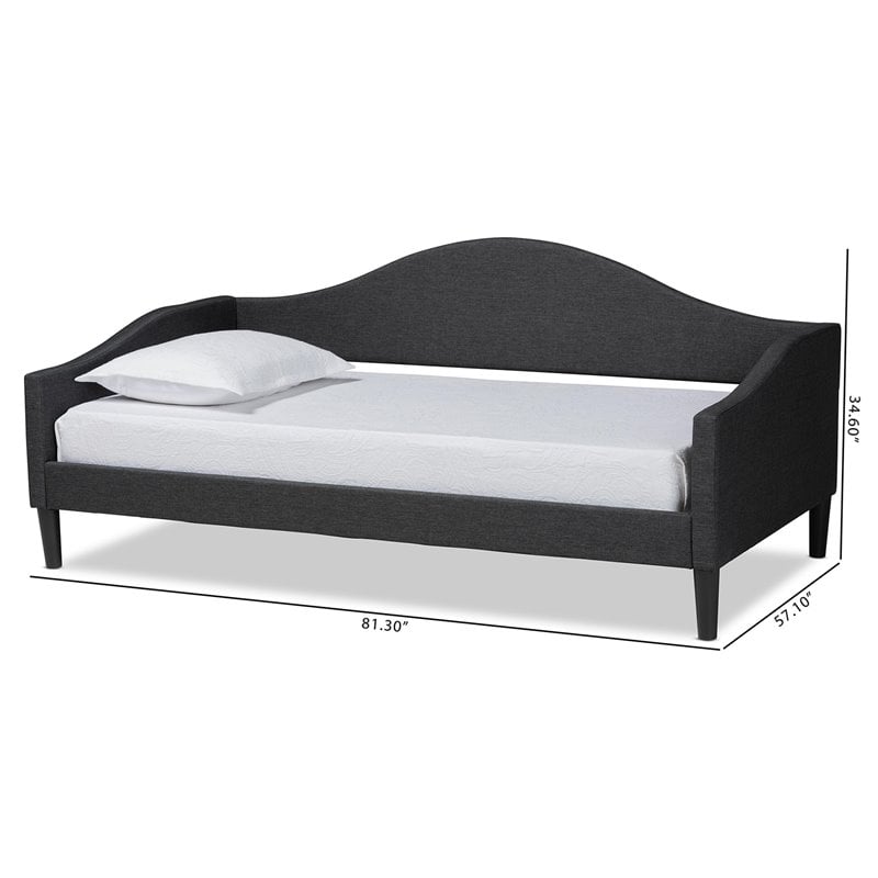 Baxton Studio Milligan Charcoal Fabric and Brown Finished Wood Full Size Daybed