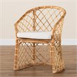 Baxton Studio Orchard White Fabric Upholstered and Brown Rattan Dining Chair
