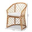 Baxton Studio Orchard White Fabric Upholstered and Brown Rattan Dining Chair