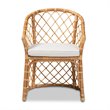 Baxton Studio Orchard White Fabric Upholstered and Brown Rattan Dining Chair