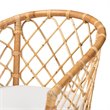 Baxton Studio Orchard White Fabric Upholstered and Brown Rattan Dining Chair