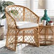 Baxton Studio Orchard White Fabric Upholstered and Brown Rattan Dining Chair