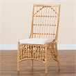 Baxton Studio Rose White Fabric Upholstered and  Brown Rattan Dining Chair