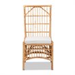 Baxton Studio Rose White Fabric Upholstered and  Brown Rattan Dining Chair