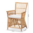 Baxton Studio Rose White Fabric Upholstered and Natural Brown Rattan Armchair
