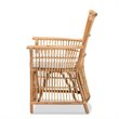 Baxton Studio Rose White Fabric Upholstered and Natural Brown Rattan Armchair