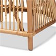 Baxton Studio Rose White Fabric Upholstered and Natural Brown Rattan Armchair