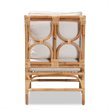 Baxton Studio Brandon White Fabric Upholstered and Natural Brown Rattan Armchair