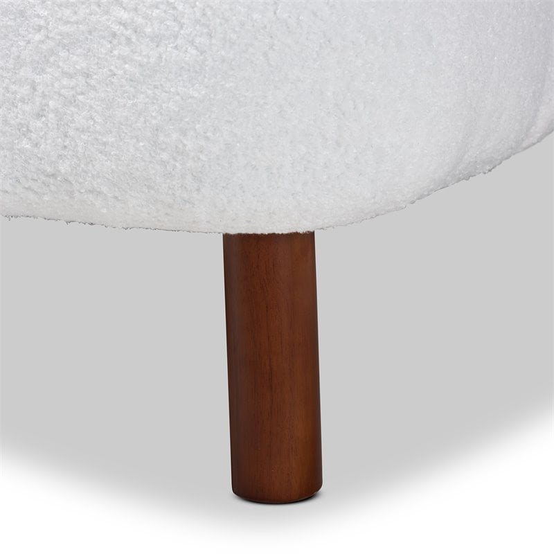 Baxton Studio Cabrera White Upholstered and Brown Finished Wood Accent Chair