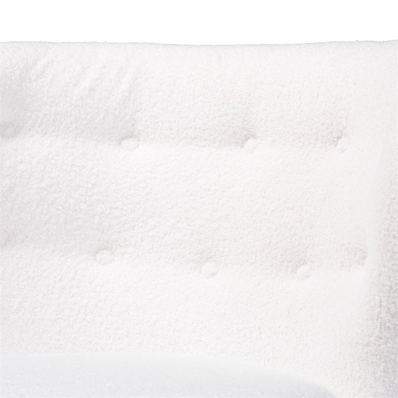 Baxton Studio Cabrera White Upholstered and Brown Finished Wood Accent Chair