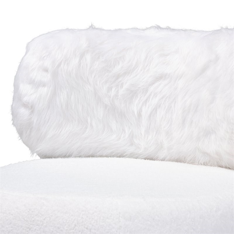 Baxton Studio Tayla White Fabric Upholstered and Black Metal Accent Chair