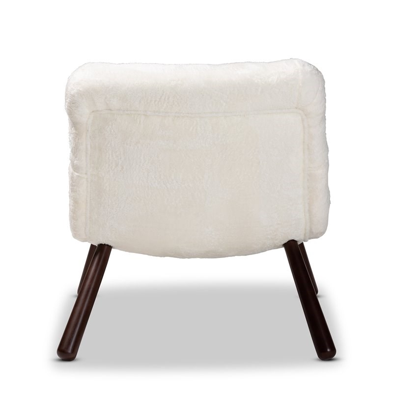 Baxton Studio Eisa White Upholstered and Walnut Brown Finished Wood Accent Chair