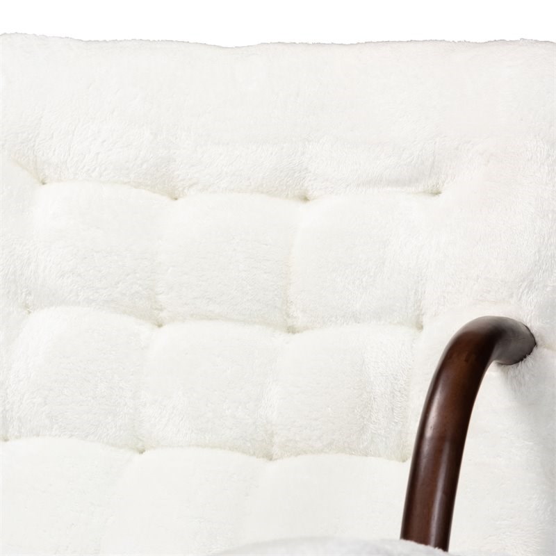 Baxton Studio Eisa White Upholstered and Walnut Brown Finished Wood Accent Chair