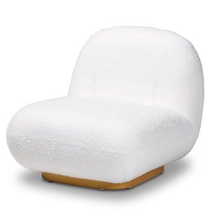 Baxton Studio Paiva White Upholstered and Brushed Gold Finished Accent Chair