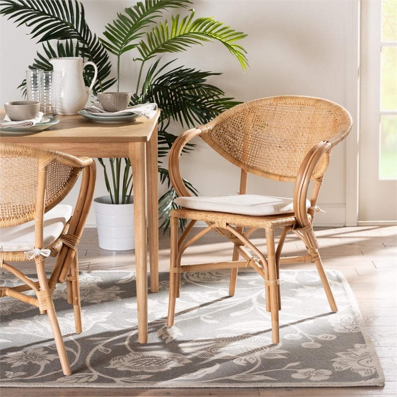 Baxton Studio Varick Modern Brown Finished Rattan Dining Chair