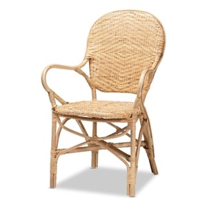 Baxton Studio Genna Moder  Brown Finished Rattan Dining Chair