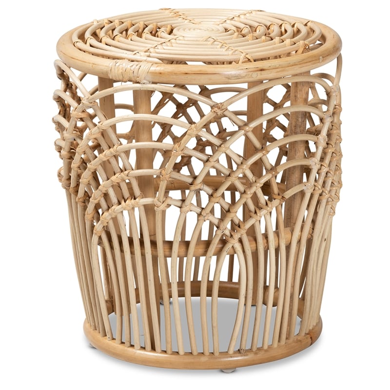 Baxton Studio Edena Modern Bohemian Natural Brown Finished Rattan End Table