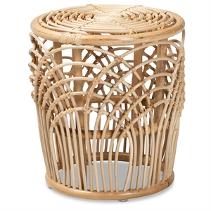 Baxton Studio Edena Modern Bohemian Natural Brown Finished Rattan End Table