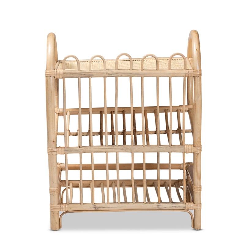 Baxton Studio Liora Modern Bohemian Brown Finished Rattan 2-Tier Display Shelf