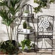 Baxton Studio Airell Contemporary Glass and Black Metal 3-Tier Plant Stand