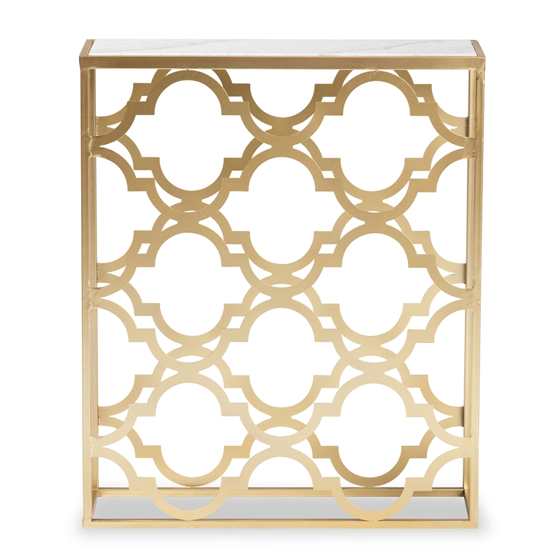 Baxton Studio Calanthe Contemporary Gold Metal Console Table with Marble Top
