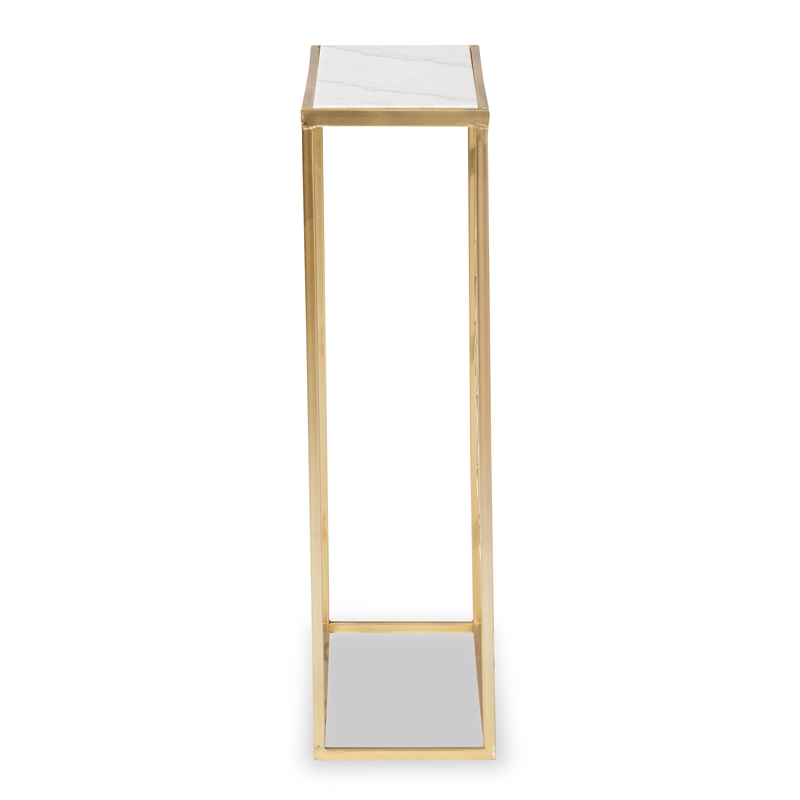 Baxton Studio Calanthe Contemporary Gold Metal Console Table with Marble Top