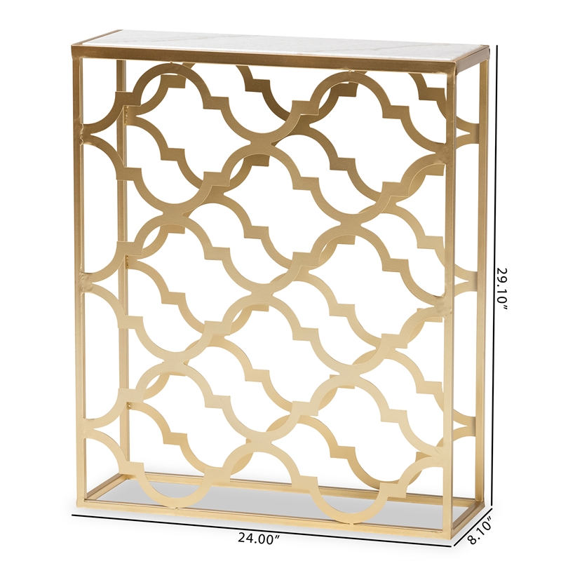 Baxton Studio Calanthe Contemporary Gold Metal Console Table with Marble Top
