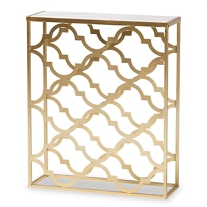 Baxton Studio Calanthe Contemporary Gold Metal Console Table with Marble Top