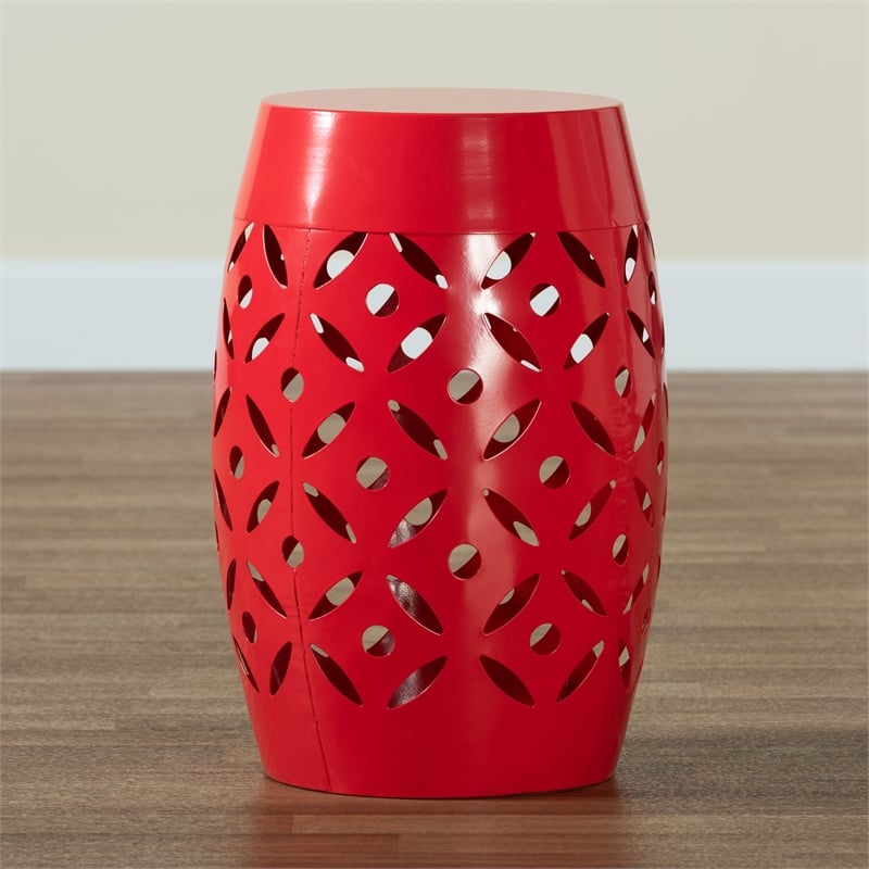 Baxton Studio Hallie Contemporary Red Metal Outdoor Side Table