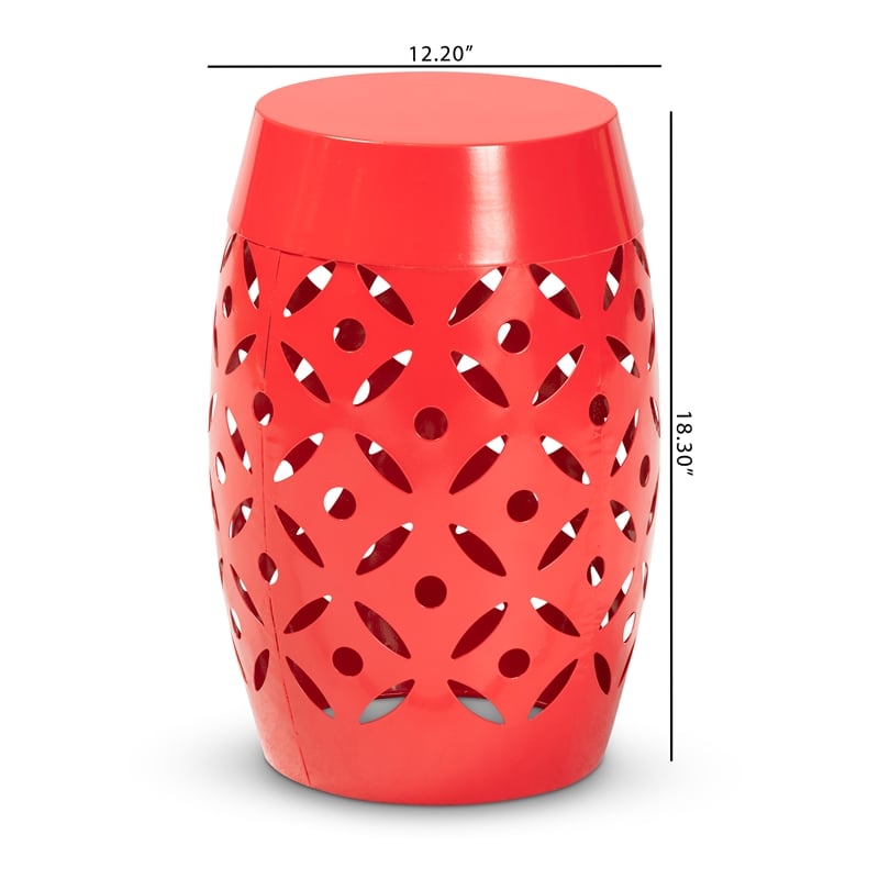 Baxton Studio Hallie Contemporary Red Metal Outdoor Side Table