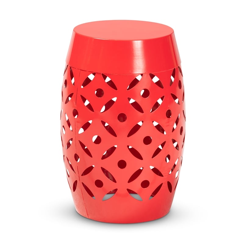 Baxton Studio Hallie Contemporary Red Metal Outdoor Side Table